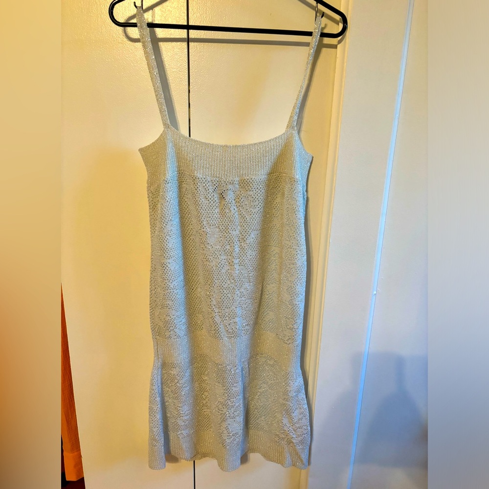 Silver Metallic Hallow Out Dress